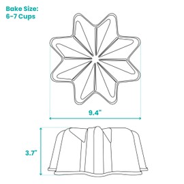 Baker's Secret Nonstick for Fluted Cake Pan, Heavy Duty Die Cast Aluminum Perfect for Fluted Cake, Pan Aluminum, 2 Layers Non-stick Coating For Easy Release - Cast Aluminum Collection (Deco)