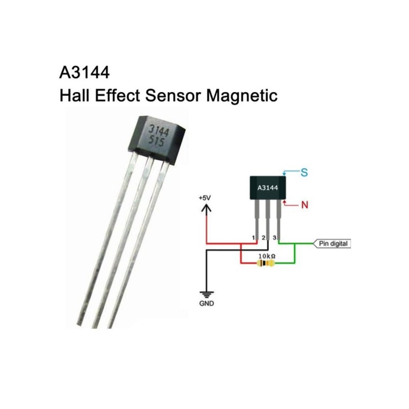 Sensor Magnético Efecto Hall A3144 (5 Piezas)