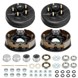 SEHNSUCHT Trailer Electric Brake Drum Kit, One Pair of 5 hole on 5" Bolt Circle Brake Drum with 10" x2-1/4" Maual Adjusting Electric Brakes for 3500 lbs Axles, Replacement 10" Brake Hub Drum Assembly
