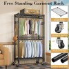 Heavy Duty Wardrobe Rack Storage Shelves Adjustable Rolling Closet Organizer