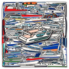 Cruise Ship Stickers 50pcs Cute Waterproof Boat Stickers for Water Bottle Laptop Skateboard Scrapbook Guitar Computer Motorcycle Car,Vinyl Trendy Transportation Ship Stickers for Teens Kids Adults