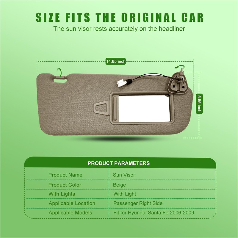 Left&Right Side Sun Visor Replacement Fits for Hyundai Santa Fe