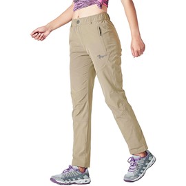 Rdruko Women's Hiking Pants Lightweight Quick Dry Outdoor Travel Fishing Walking Pants(Light Khaki, US L)