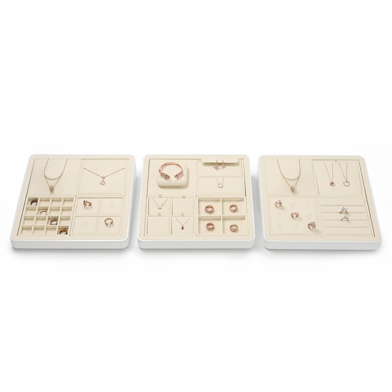 Oirlv Microfiber 9 Slots Jewelry Pendant Display Tray Jewelry Necklace