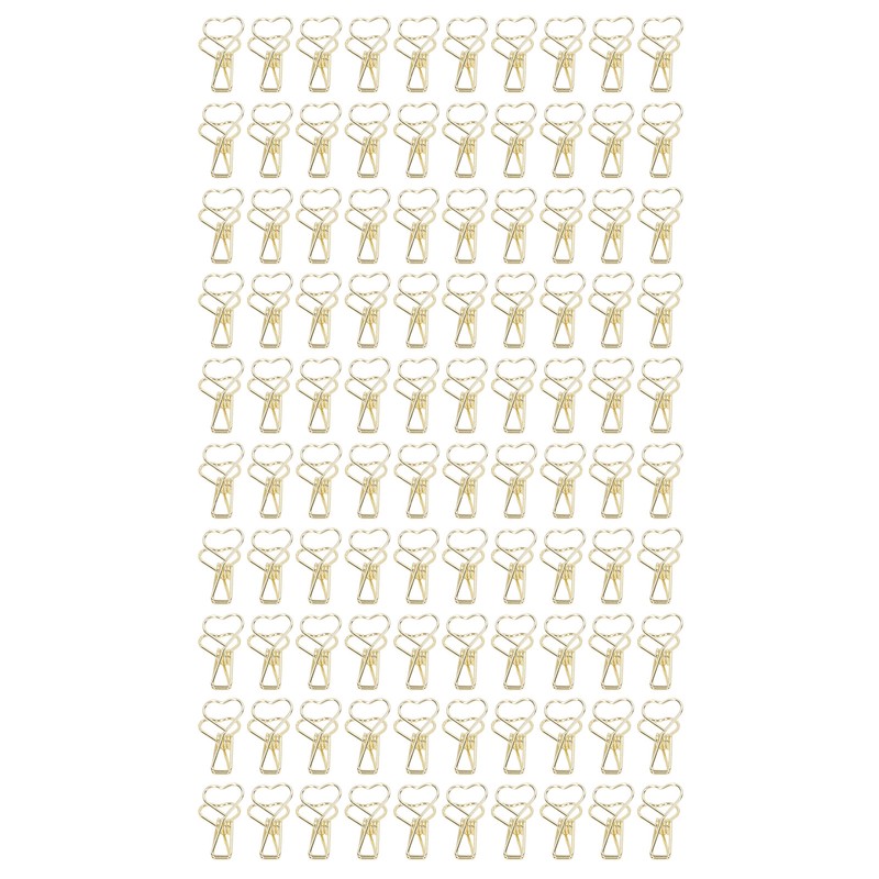 100pcs Binder Clips Heart Style Long Tail Shape Metal Iron