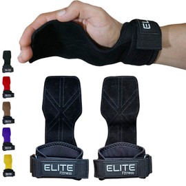 Elite Fitness Calleras de Cuero para Gimnasio, Protectores de Mano Tipo Straps, Ideales para Crossfit y Levantamiento de Pesas