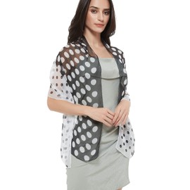 PANTONIGHT Long Chiffon Polka Dot Scarfs for Women Black and White Scarf (Black/white 720)