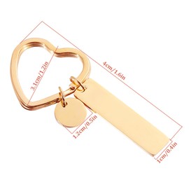 OVBOVA Heart Shape Keychain Stainless Steel Keyrings, Metal Heart Keychain with Tag, Key Tag Keyring Car Key Charm Pendant Keychains Gifts for Him Her Birthday Anniversary Valentine's Day