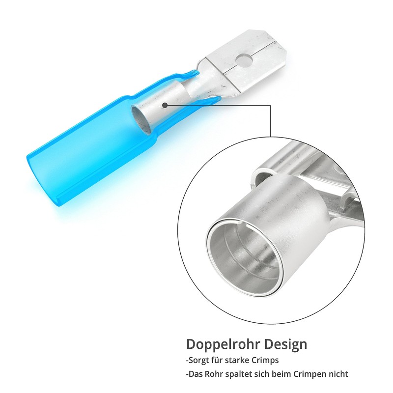 Wirefy Blue Heat Shrink Connectors Flat Connector Insulated - Cable