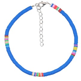 SHOWERORO Rainbow Anklet 1pc Foot Jewelry Natural Polymer Clay Anklet for Women Girls Beach Wear