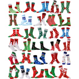 Panitay 30 Pairs Adults Christmas Socks Crew Colorful Fun Festive Soft Novelty Pattern Holiday Socks for Men Women (Fresh)