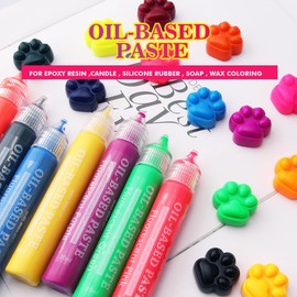 DIYcraft Epoxy Resin Color Pigment Oil-Based Paste Pigment, 20 Colors Highly Pigmented Paste use for Epoxy Resin, Candle, Silicone Rubber, Soap, Wax Coloring, CraftsMaking - 1 oz/30 ml Each