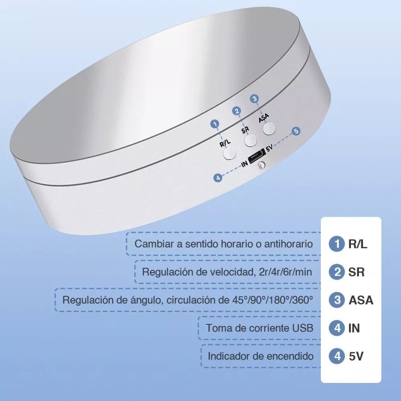 Nierbo Base Giratoria Eléctrica De 3 Velocidades,espejo,soporta 3kg