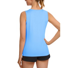 TACVASEN Womens Quick Dry Workout Tank Tops Lightweight Sleeveless Athletic Shirts UPF 80+ Sun Protection Yoga Shirts Waterfall Blue XL