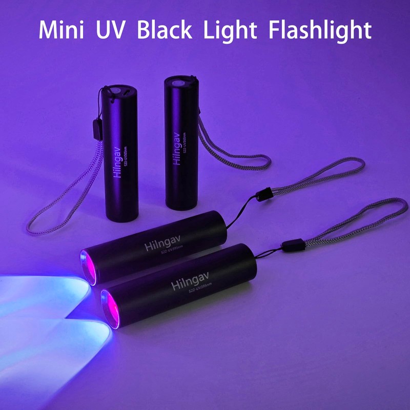 Hilngav 10 Pack Rechargeable Black Flashlight Small UV Black Flash