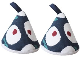 Mini Oven Mitts - Non Slip Hot Pot Lid Handle Mitts - Cotton Pot Holders for Cooking & Baking (Blue, One Size)