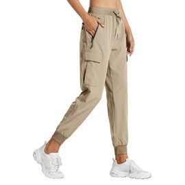 Libin Women's Travel Pants Outdoor Camping Golf Fishing Climbing Safari Trousers Hiking Cargo Pants Lightweight Quick Dry Water Resistant, Medium Khaki L