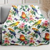 Floral Parrots Blanket, Flowers Leaves Butterfly Macaw Pattern, Super Soft