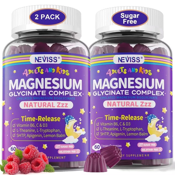 Magnesium Glycinate Gummies for Adults & Kids 4+, Sugar Free
