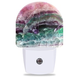 aiwesonec Purple Green Fluorite Night Lights Plug into Wall for Girls Boys Room, Night Lights LED Lamp with Dusk to Dawn Sensor Nightlight for Bedroom Kitchen Bathroom Hallway Home Wall Decor