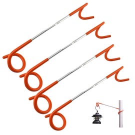 Eruceky Pack of 4 Camping Lantern Holders, Lantern Holder Camping, Hanging Bracket for Camping and Garden, Lanterns, Kettle, Rubbish Bags (Double Head)