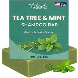 Barra de champú Tea Tree con menta – Barra de champú natural, champú sólido clarificador para cuero cabelludo graso y acumulación – Sin sulfato – Ment