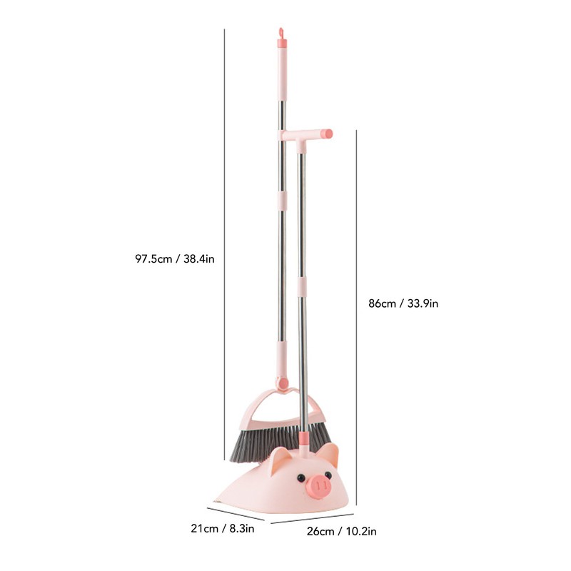 Broom Dustpan Set Upright Standing Combo Household Cute Non Stick