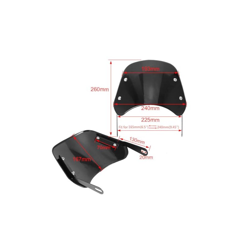 Motorcycle Headlight Windshield Windscreen for 5-7 Inch Round Motorcycles Wind