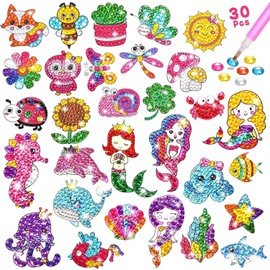 Pegatinas de pintura de diamantes para niños con herramientas de pintura de bricolaje, kit de pintura de diamantes para niños, lindas manualidades/regalos para niñas y niños (4-12 años)