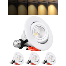 TORCHSTAR 4 Inch LED Gimbal Retrofit Recessed Light Dimmable, 9W Swivel Adjustable Eyeball Downlight, CRI90, Directional Eyeball Can Light, ETL Listed, 2700K Soft White, Pack of 4