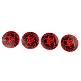 XDG Set of 4 Sticker Wheel Hub Caps Centre Cover for Zombie Outbreak Response Team Emblem Circular arc Form 3D Stereo Aluminum Alloy Dust-Proof Anti-Rust Emblem Badge Stickers (red)