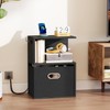 Furologee S Nightstand with Charging Station, 3 Tier Open End