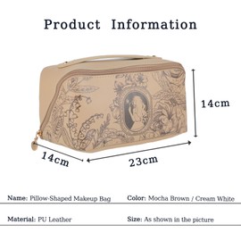 Damen Schminktasche - Leder Kosmetiktasche - Kleine Handtasche mit Reißverschluss - Kulturbeutel für Reisen - Make-up Tasche（Hellbraun）