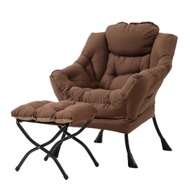 Tiita Lazy Chair with Ottoman, Modern Large Accent Lounge Chair, Leisure Sofa Armchair with Ottoman, Reading Chair with Footrest for Bedroom, Living Room, Dorm Rooms, Garden and Courtyard