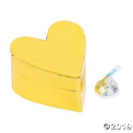 GOLD FOIL HEART SHAPED FAVOR BOX 12PC - Party Supplies - 12 Pieces