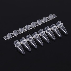 0.2ml PCR Tubes Strips with Flat Caps (8-Tube Strips, 200 Strips/Bag) - Thin-Wall Polypropylene Tubes for PCR Experiments, High Heat Transfer