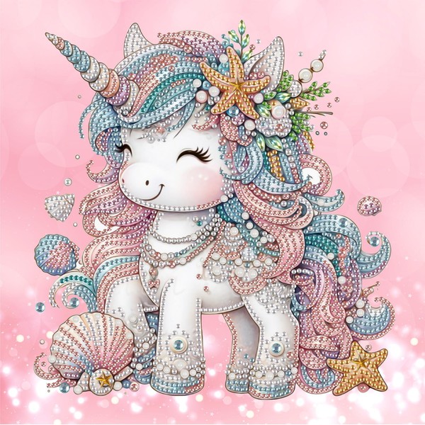 SHEGZHUC 30 x 30 cm Diamond Painting Unicorn Horses Pink
