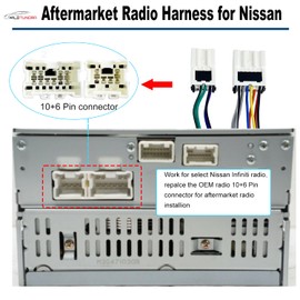 Adaptador de arnés de radio ISO de 16 pines para Nissan 1995-2013 Infiniti 1997-2012, arnés de cableado estéreo de coche Android de 16 pines con cable de retroceso SWC para radio de coche estéreo