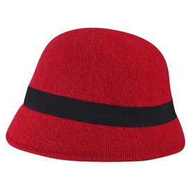 Betmar Mindenhall Women's Bell Hat Felt Bell Fabric Hat with Grosgrain Ribbon, Genuine Red