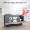 Projection Alarm Clock USB Rechargeable White Light Snooze Function Adjustable