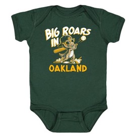 Xtreme Apparrel Big Roars in Oakland Kid's Dinosaur Baby Bodysuit for Baseball Fans (Forest Green, 18M)