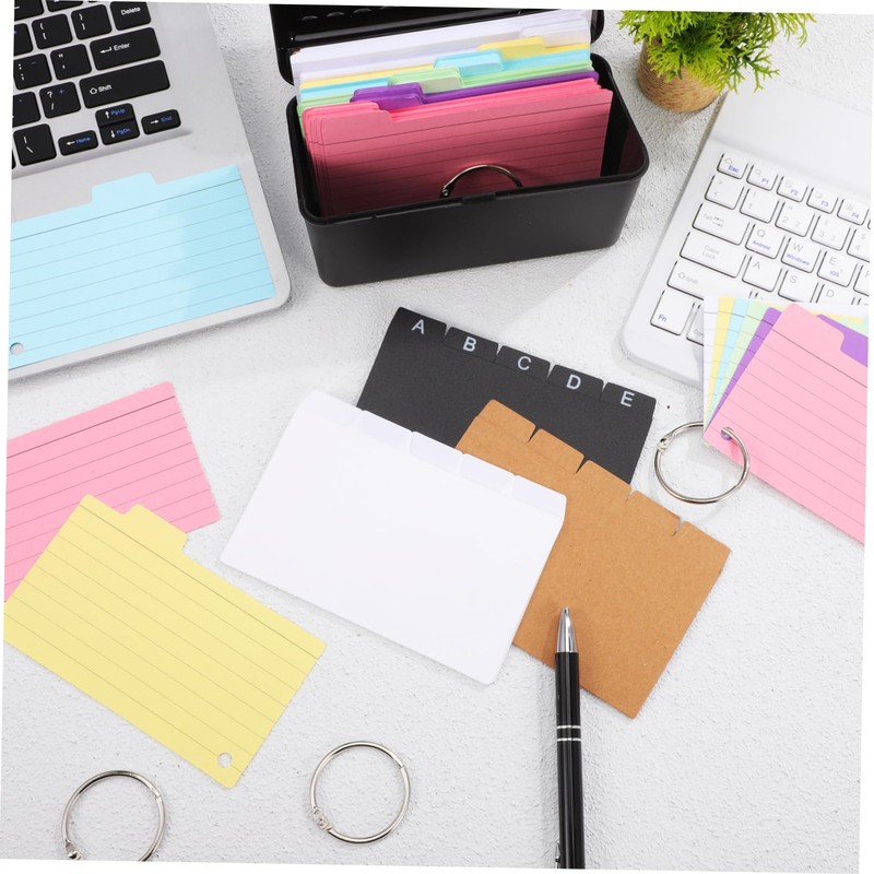 TEHAUX 1set Box Lined Note Cards Binder Storage Case for