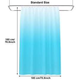 Lollanda Shower Curtain Gradient Blue Teal Shower Curtains with Strong Hooks, Thick Duty Bath Curtains Bathroom Accessories, 180x180cm (Blue)