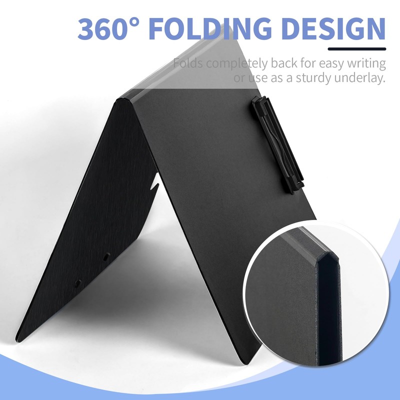 WORPSON Clipboard Folder, with Dual Metal Clips, Embossed-Texture, Folding 360°