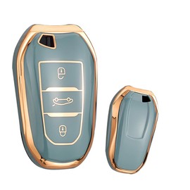 ontto ontto Schlsselhlle Autoschlssel Hlle Passt fr Peugeot 2008 3008 5008 308 508 fr Opel Grandland X Mokka Corsa Insignia TPU Silikon Schlsseletui Schutzhlle Schlsselanh?nger-Gold Gray
