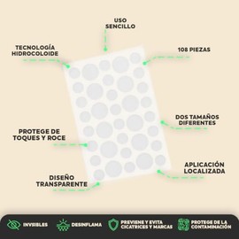 Parches para Acn 108 Pack  Parches Hidrocoloides Transparentes para Granos y Espinillas, Absorbentes y Protectores  Tratamiento Antiimperfecciones... 
