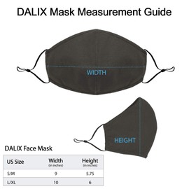 DALIX Cloth Face Mask Reusable Washable Made in USA - Charcoal Gray S-M