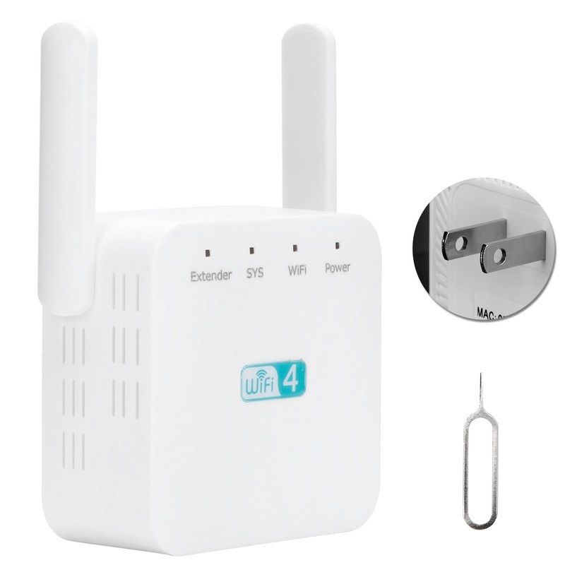 300M Repeater with Double Antenna Signal Amplifier Range Extender White