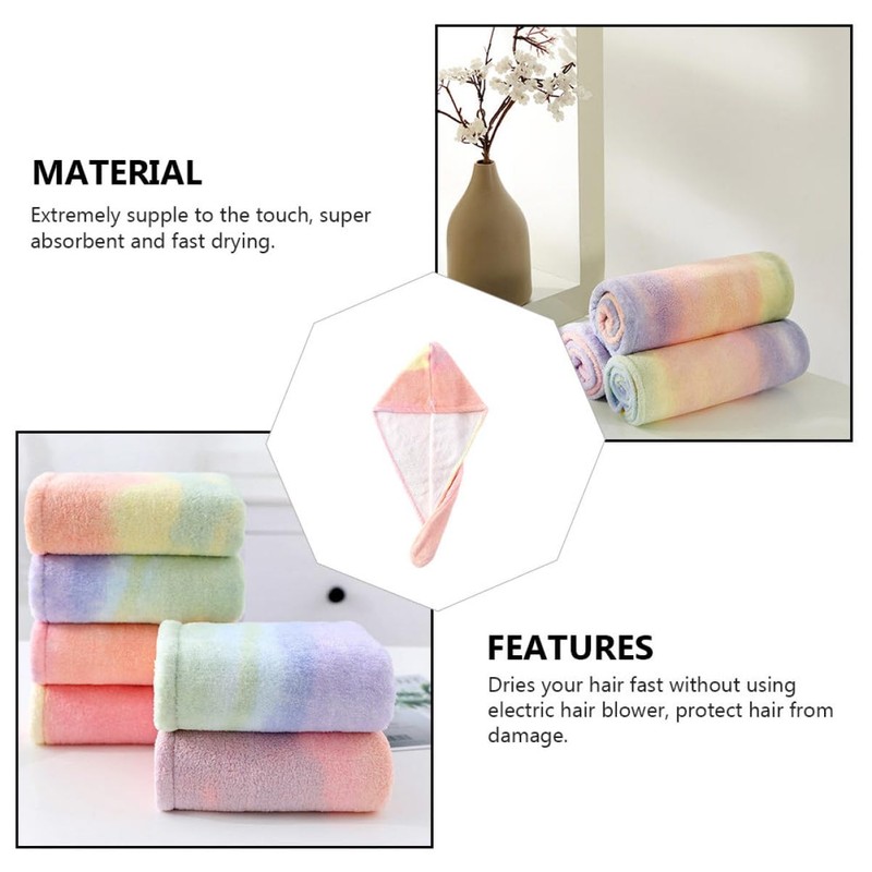 Ipetboom 3 Pcs Microfibre Hair Towel Quick Drying Cap for
