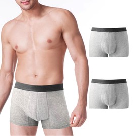 BATTEWA Mens Incontinence Underwear Washable, Leak Proof Underwear for Men,with Front Absorbency Area for Urine Leakage Protective 50ml. (Medium, 2Gray)